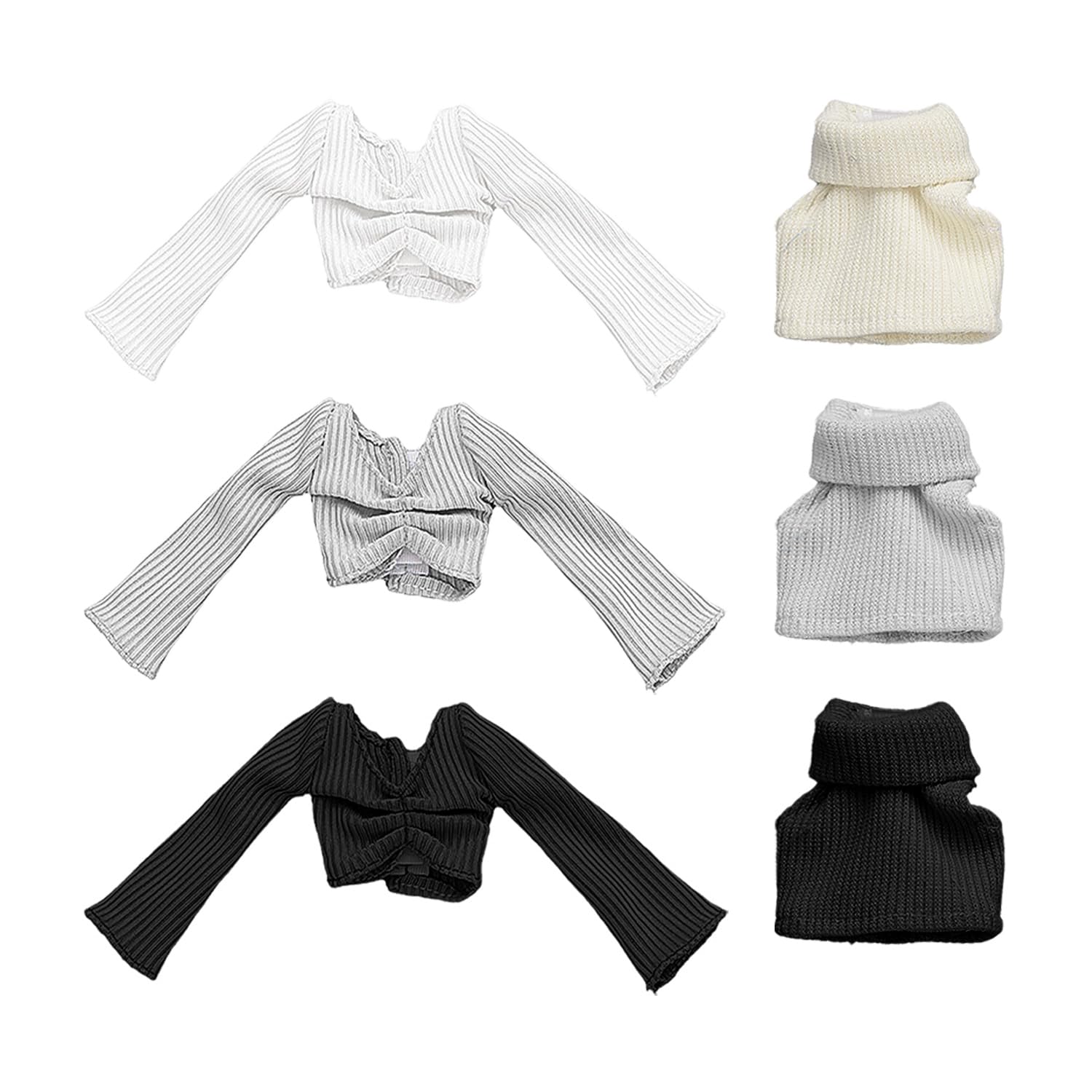 Ubsiuh Unisex Kids Color 3 Pieces Of Cute Long Sleeves And 3 Pieces Of Cute Suspenders, Cute Dress-Up Supplies, Mini Cute Clothes, Doll Accessories