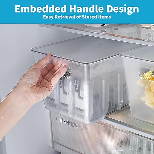 Miniatura 4 de Juego de organizador de refrigerador con tapa, organizador de caja de almacenamiento transparente, apilable, cajas organizadoras para refrigerador,