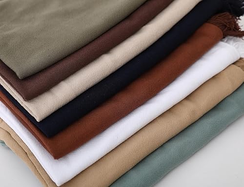 Miniatura 5 de Juego de 2 fundas de almohada de lino natural con flecos, funda de almohada decorativa neutra verde salvia con borlas elegantes de arpillera bohemia