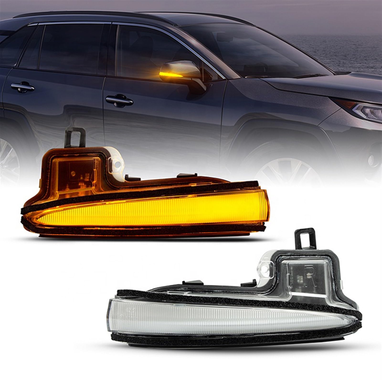 2 szt. Dynamiczny bursztynowy kierunkowskaz lustrzany dla TOYOTA, Alphard MK3 2016-2019 Tacoma MK3 2016-2020 Highlander MK4 Vellfire, dla RAV4, MK5 Światło kierunkowskazu samochodowego(Dynamic