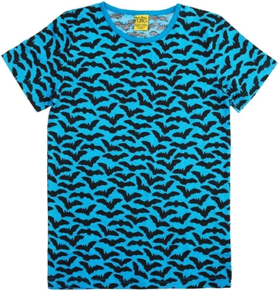 DUNS Swedenfor Halloween Bats Blue Short Sleeve Organic 100% Cotton Baby Top (62/68cm/2-6M)