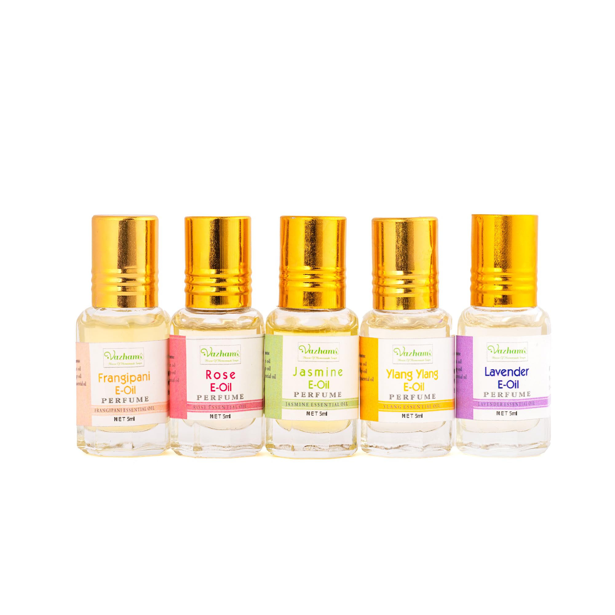 Vazham Essential Oil Perfumes Set of 5 Fragrances, Frangipani