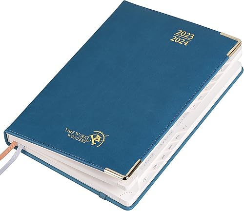 POPRUN Agenda pequeña 2023-2024 (4 x 6.25 pulgadas), planificador académico semanal y mensual (23 de julio a 24 de junio) con tapa dura de cuero,