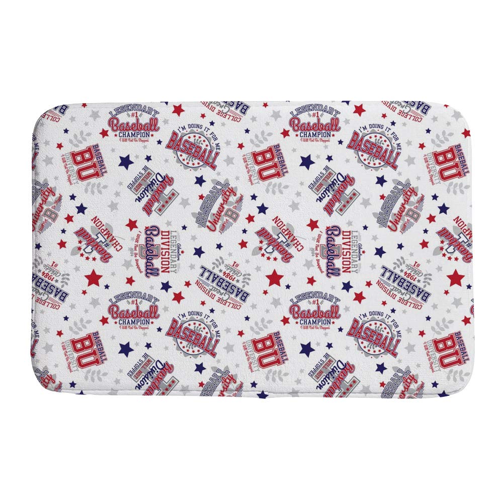 Paillasson antidérapant facile à nettoyer en velours corail motif baseball