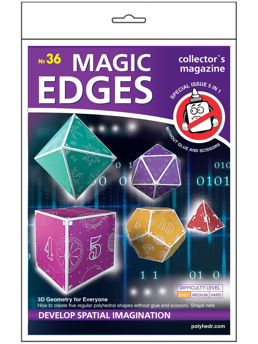 Polyhedra Magic Edges. Set #4 / The Simplest Polyhedra. 3D Paper Model Kits. Platonic Solids. Archimedean Solids. Prisms. Pyramids. - Image 5