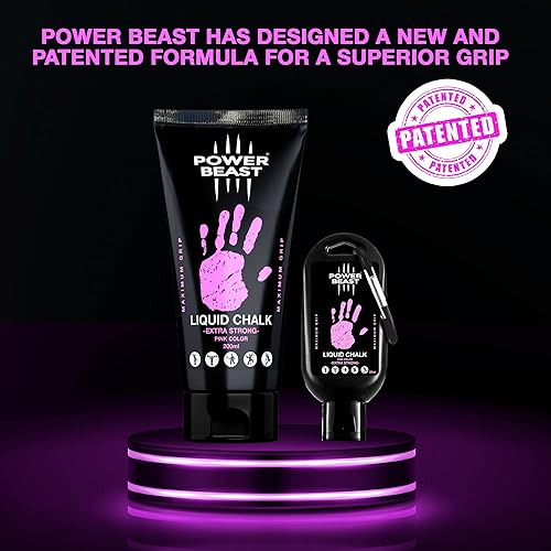 Miniatura 2 de POWER BEAST Tiza líquida de color, combo de 2 botellas de 200 + 1.7 fl oz, tiza deportiva líquida, agarre profesional gratuito para gimnasio,