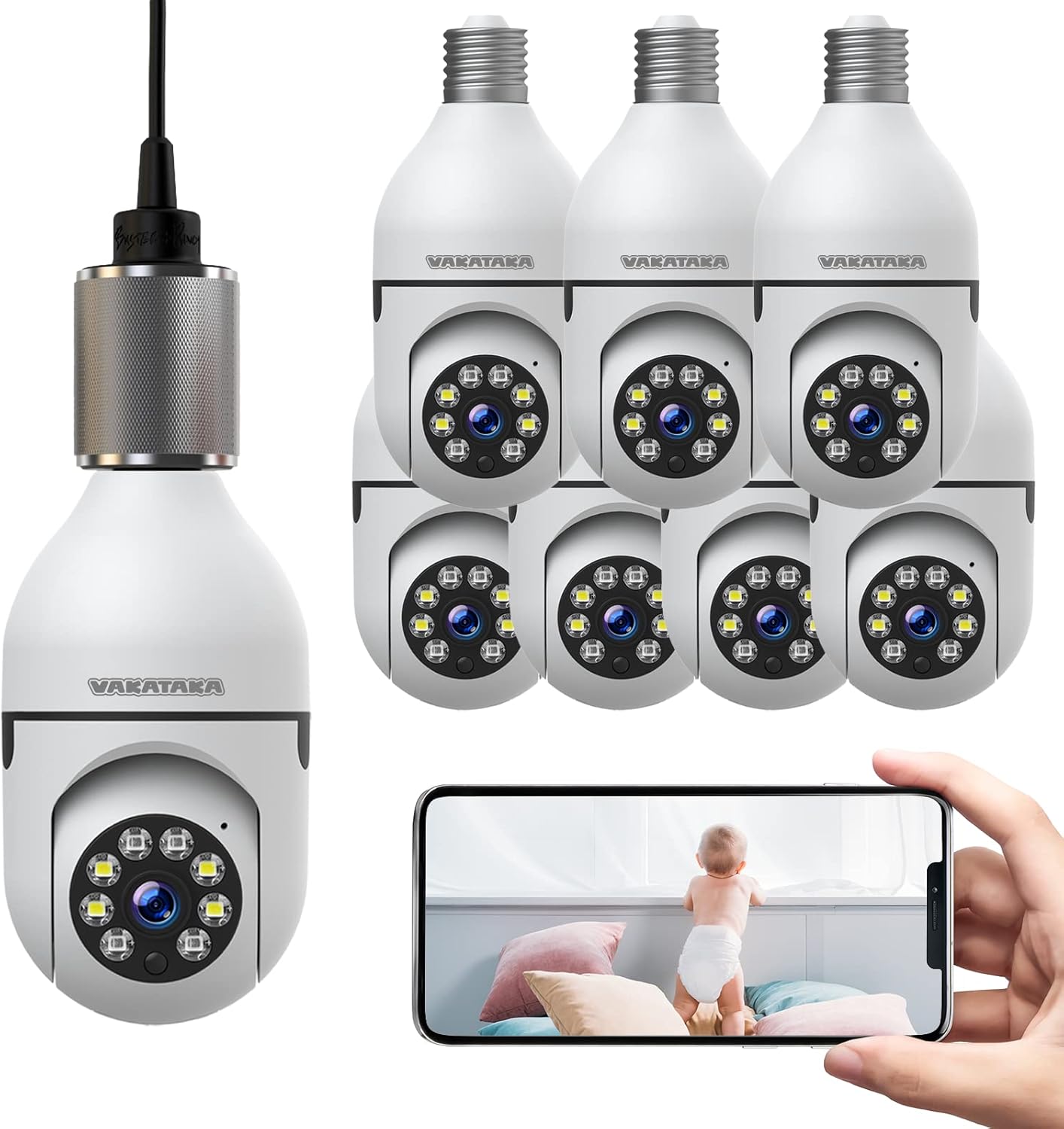 Light Bul b Security Camera Outdoor Wireless 2.4G WiFi 360 Indoor Lightbulb Camera,2