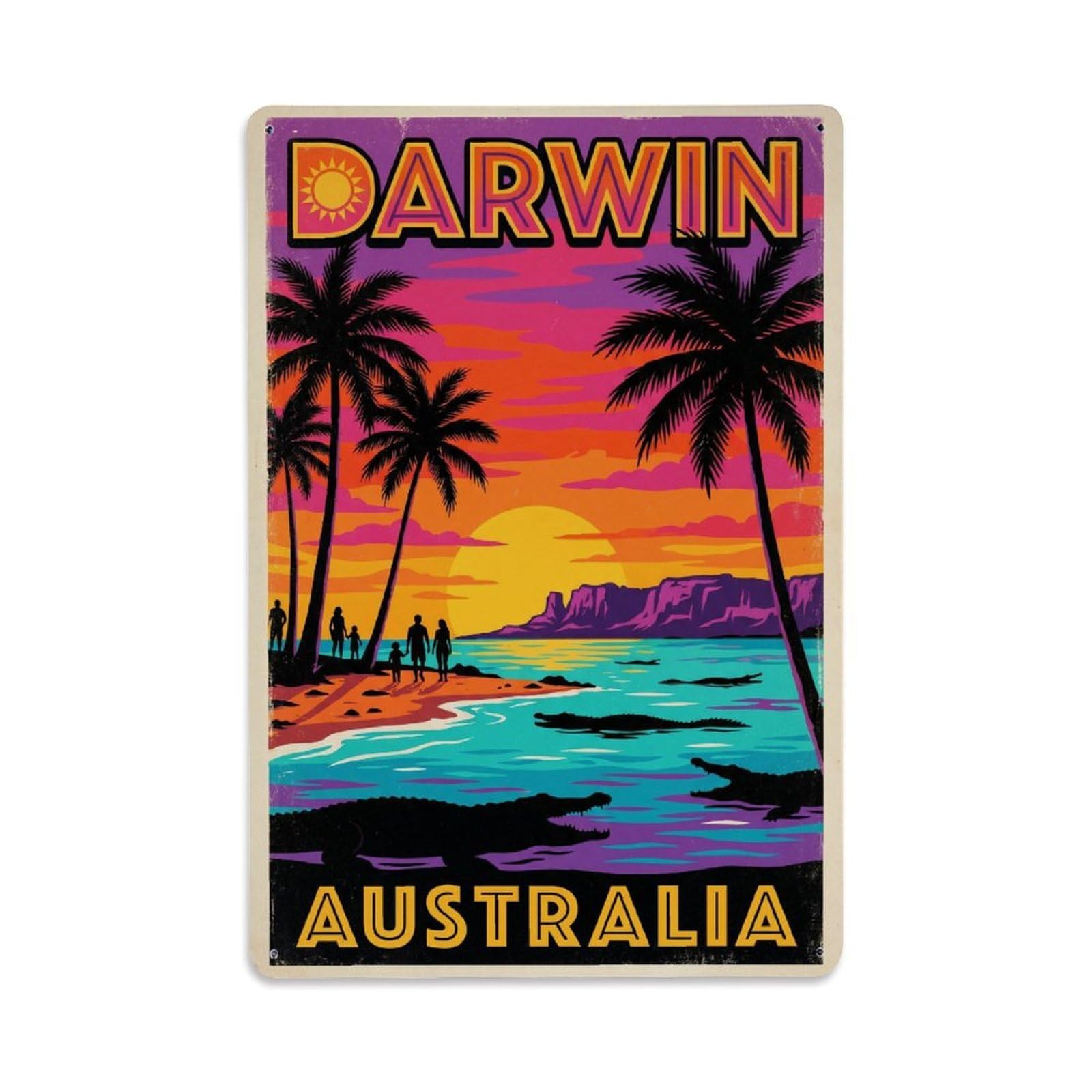 Metal Tin Sign Vintage Travel Australia Darwin
