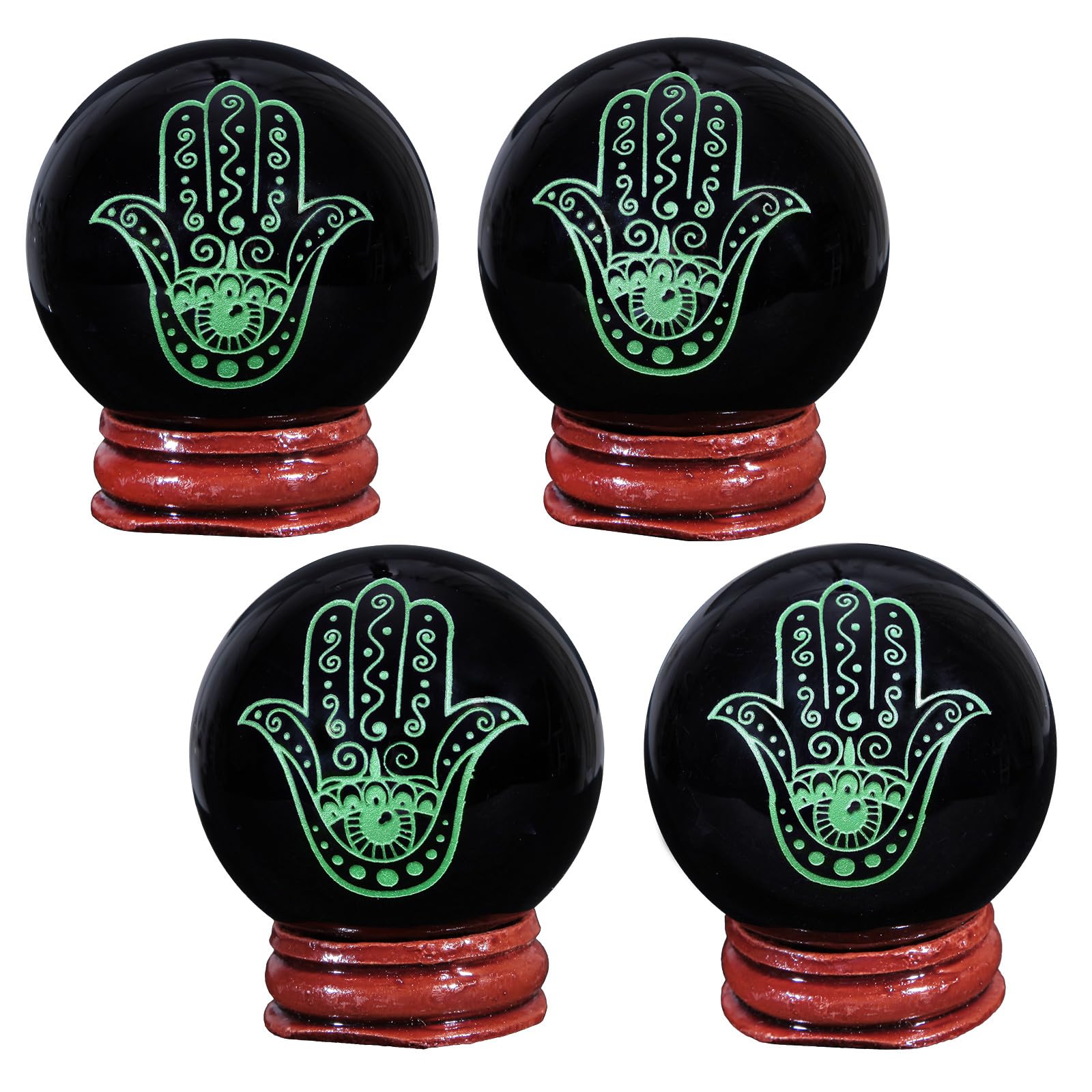 Nupuyai 1.9" Engraved Symbol Obsidian Crystal Ball with Stand - Image 3