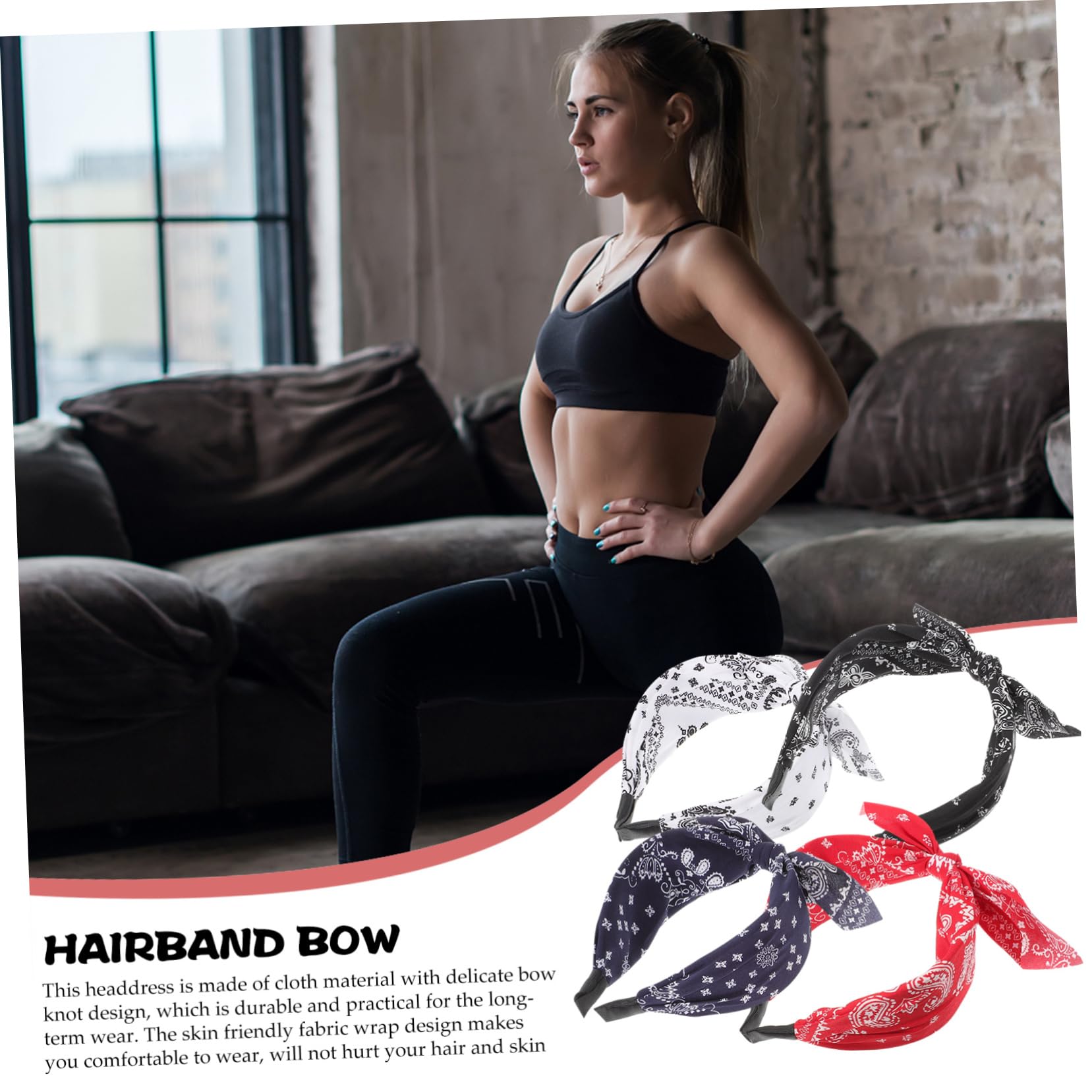 FRCOLOR 2 Set Di Fasce Per Eleganti Per Adulti Per Donne Fasce Grandi Per Per Con Fiocco E Nodo Bandana 4 Pezzi * 2