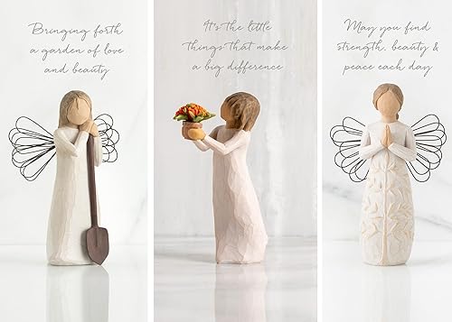 Miniatura 3 de Willow Tree Figura de ángel del jardín más un árbol, una figura de ángel de oración y figura de cosas pequeñas, juego de 3 piezas esculpido pintado