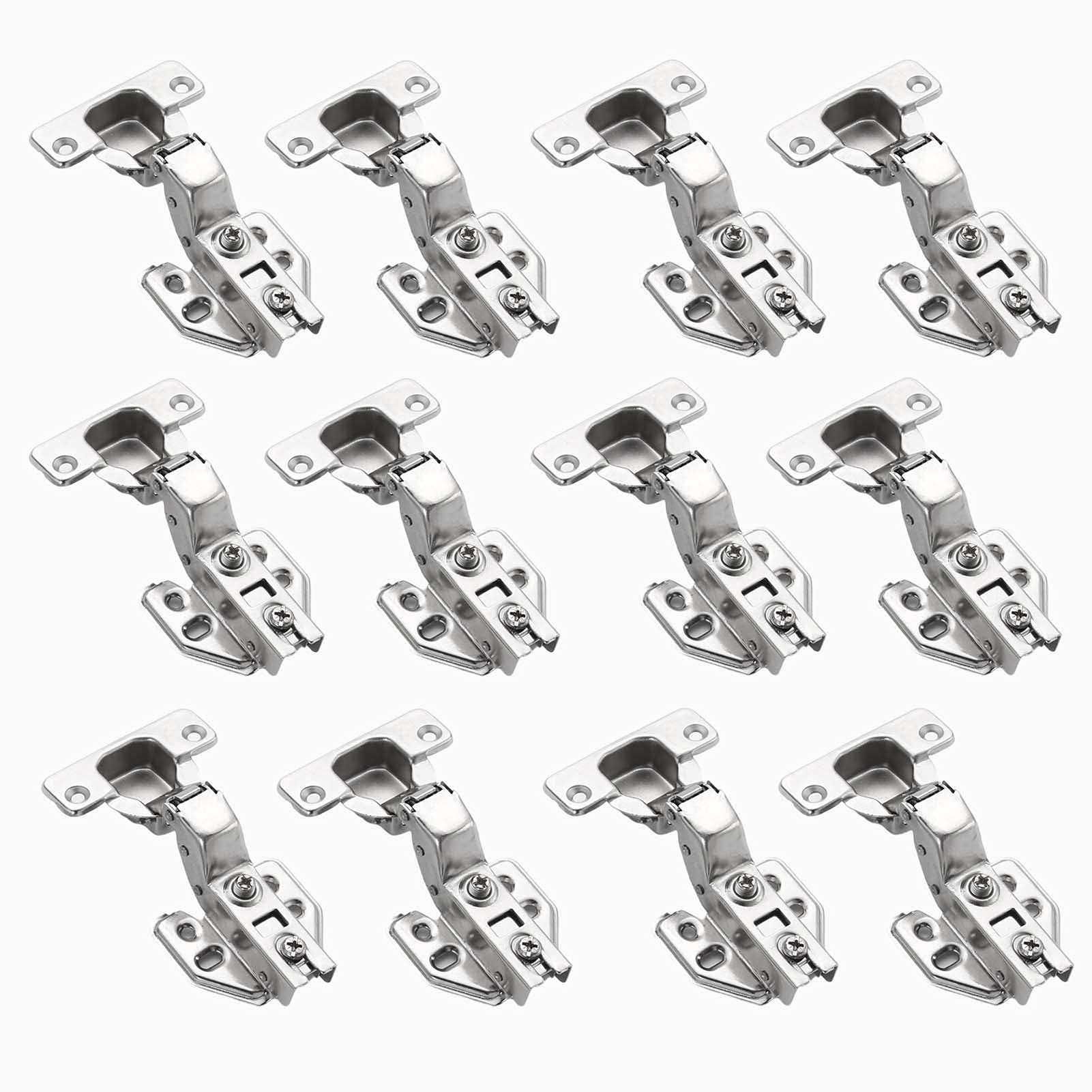 12PCS Soft Close Cabinet Hinge, Mute Hinges with Hydraulic Damper Doors Window Rustproof and Corrosion Resistant for Home Kitchen Bathroom Fixed,Big Bend(Middle Bend)