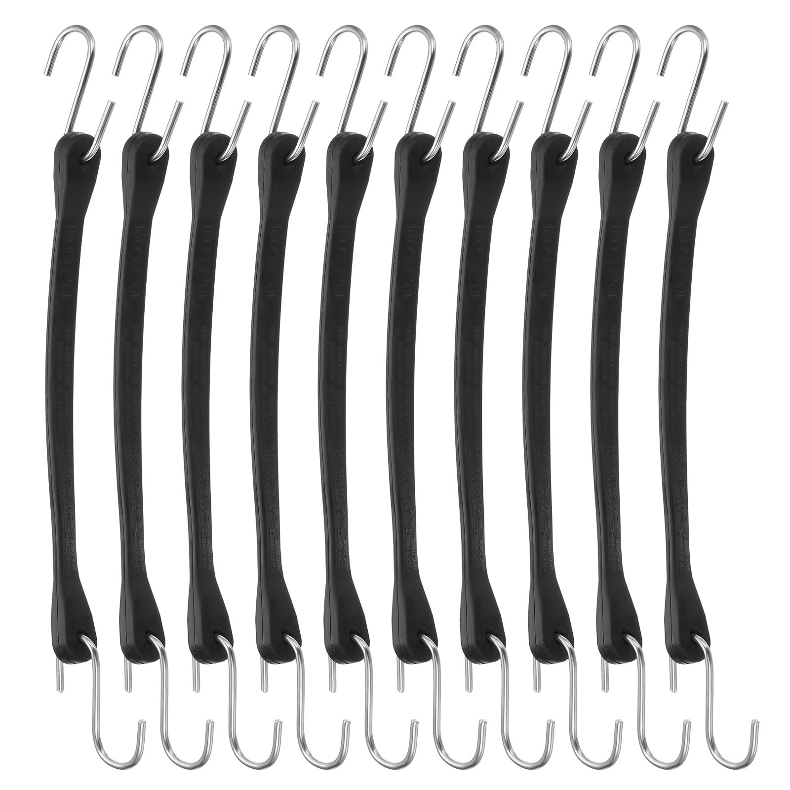 sourcing map 10Pcs 10"/25cm Bungee Cords with Hooks, Heavy Duty Rubber Bungee Straps with Metal Crimped S Hooks for Securing Tarps Cargo Trucks Canvases, Camping Gear, Black — image 1