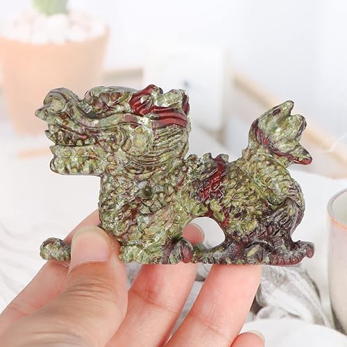 Miniatura 10 de SMQ Estatua de calavera de cabeza de dragón de cristal africano de 2 pulgadas, piedra preciosa tallada a mano, figuras de dragones realistas,