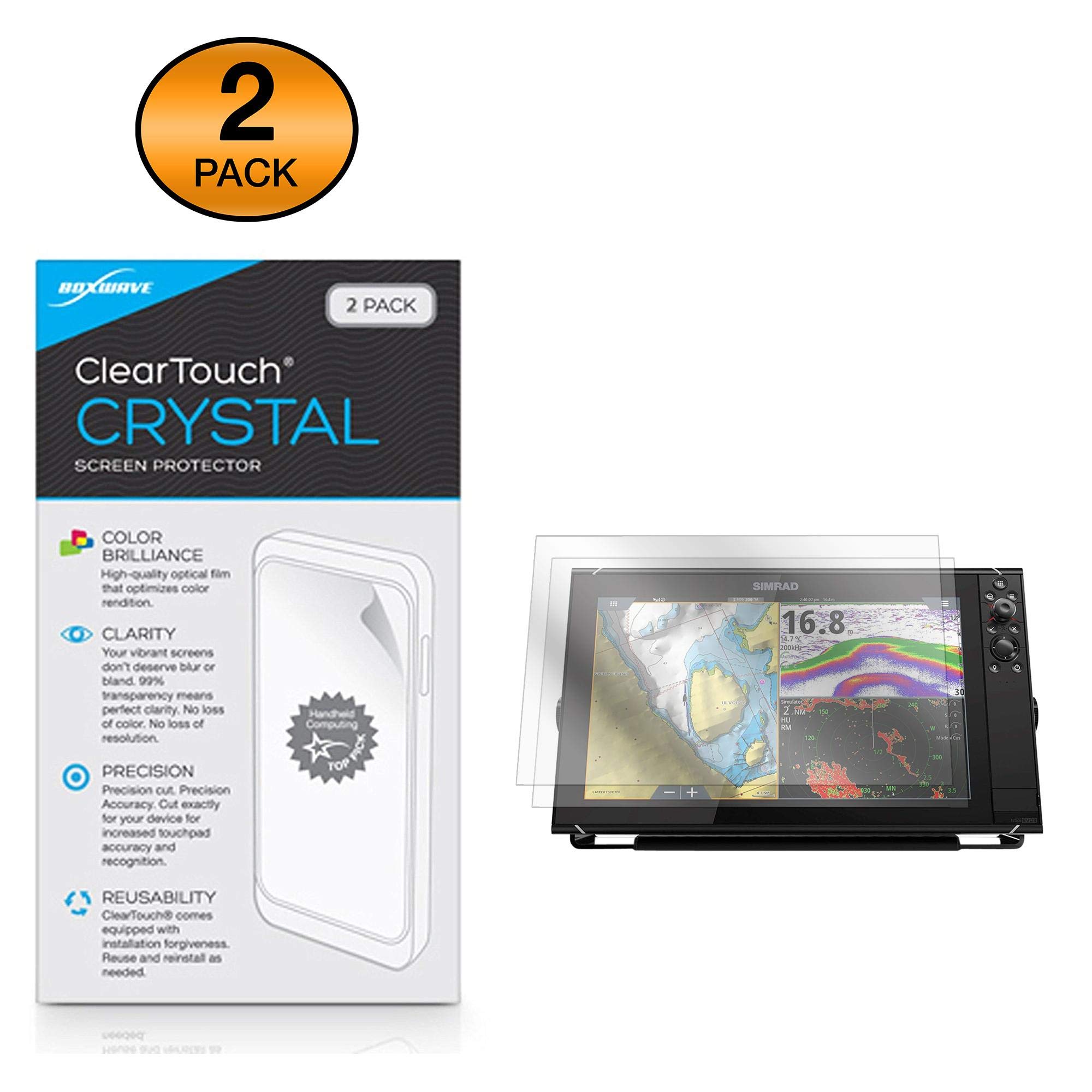 BoxWave Screen Protector Compatible with Simrad NSS16 Evo3 (Screen Protector ClearTouch Crystal (2-Pack), HD Film Skin - Shields from Scratches for Simrad NSS16 Evo3