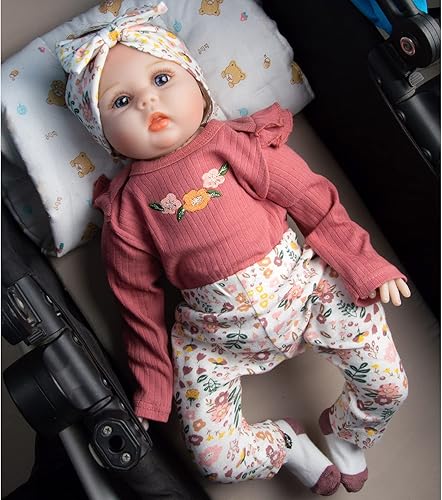 Miniatura 5 de Reborn Baby Dolls Ropa de 22 pulgadas Accesorios de traje Flor 4 piezas Set para muñeca Reborn de 17-22 pulgadas Niña recién nacida