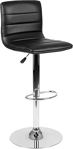 Miniatura 6 de Flash Funiture silla de bar ajustable con base cromada, Negro