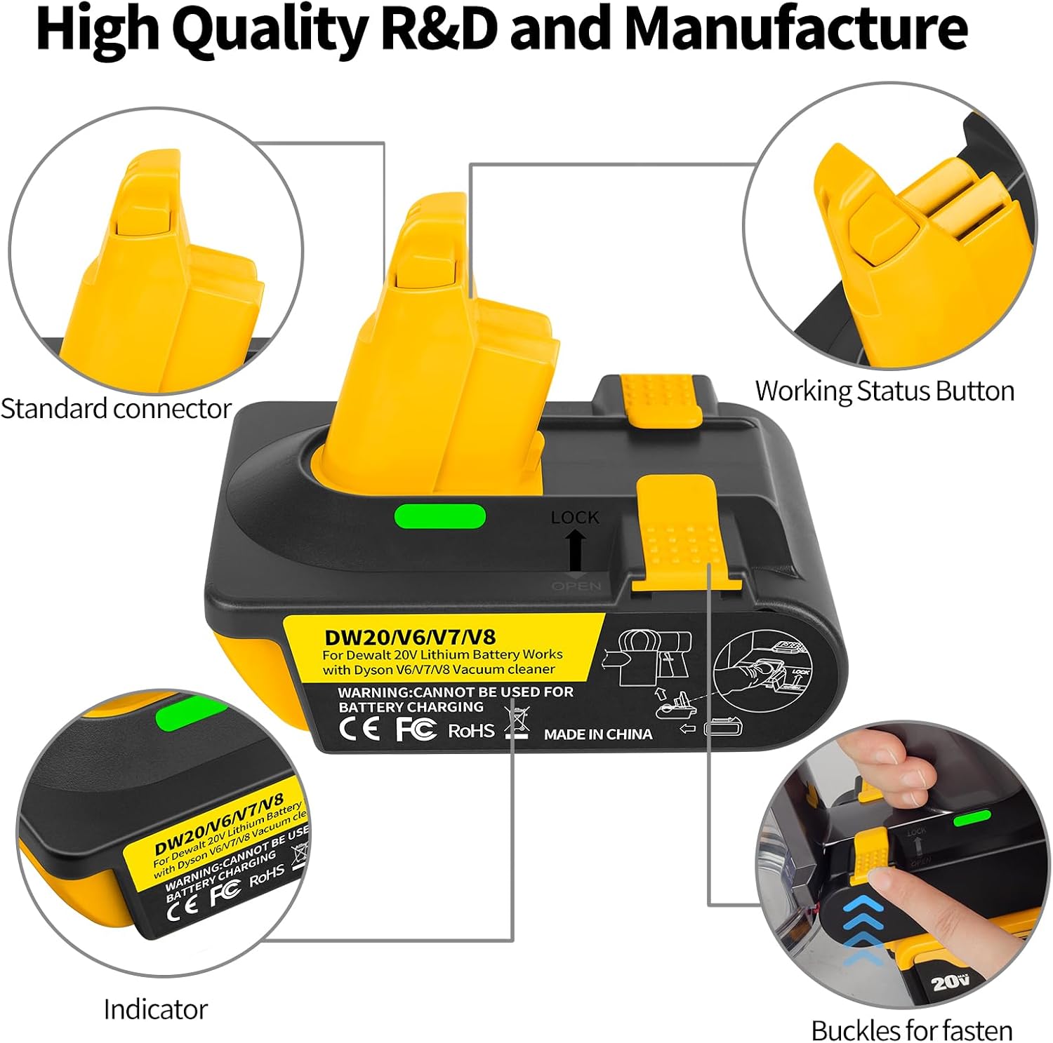 Battery Adapter - Compatible with Dyson V6, V7, V8. Convert a DeWolt Battery to be Used as a Dysn Battery, Suitable for Dysn Vacuum Cleaners in The V6, V7, and V8 Series.