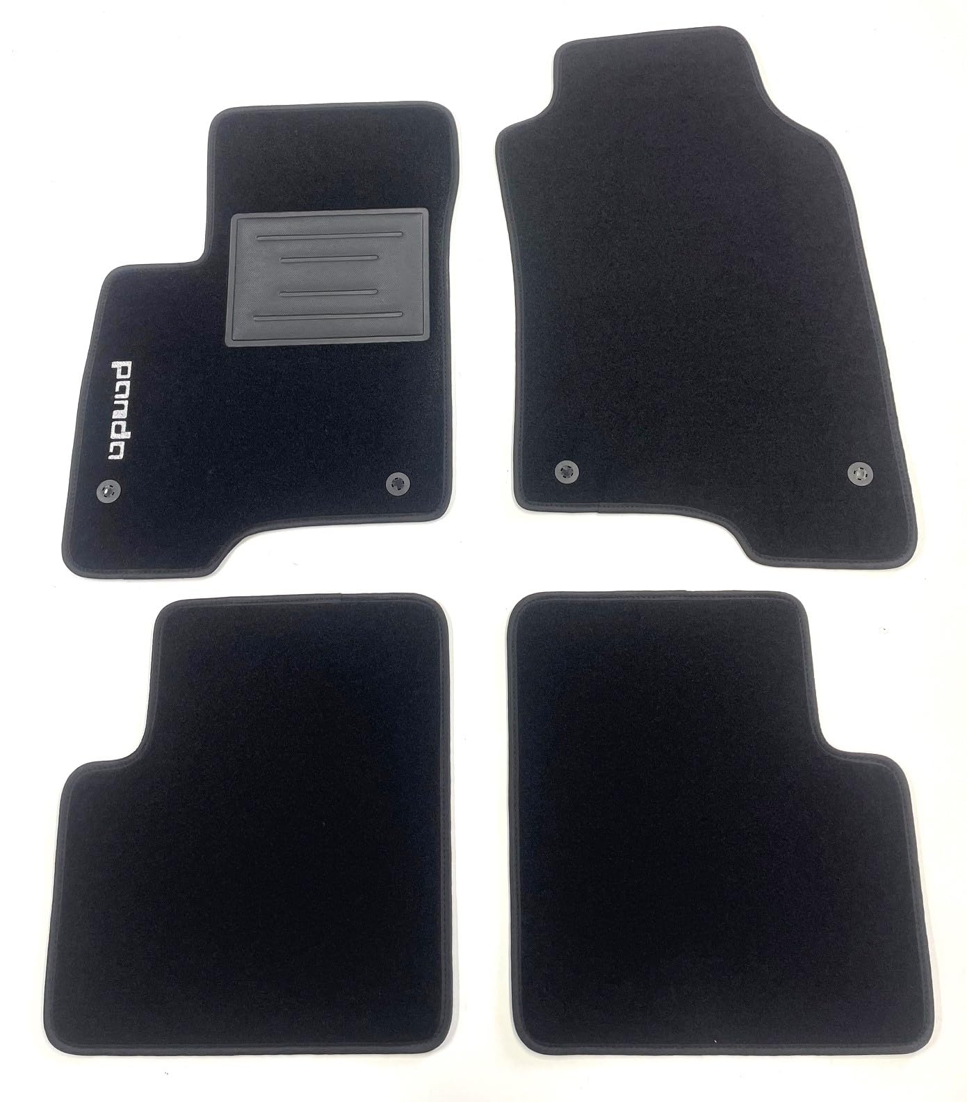 ASC Tappetini Auto in Moquette Nera Compatibili con FIAT PANDA 312 III Serie dal 2012 al 2019 con Bordo Antiscivolo Battitacco in Gomma 1 Logo