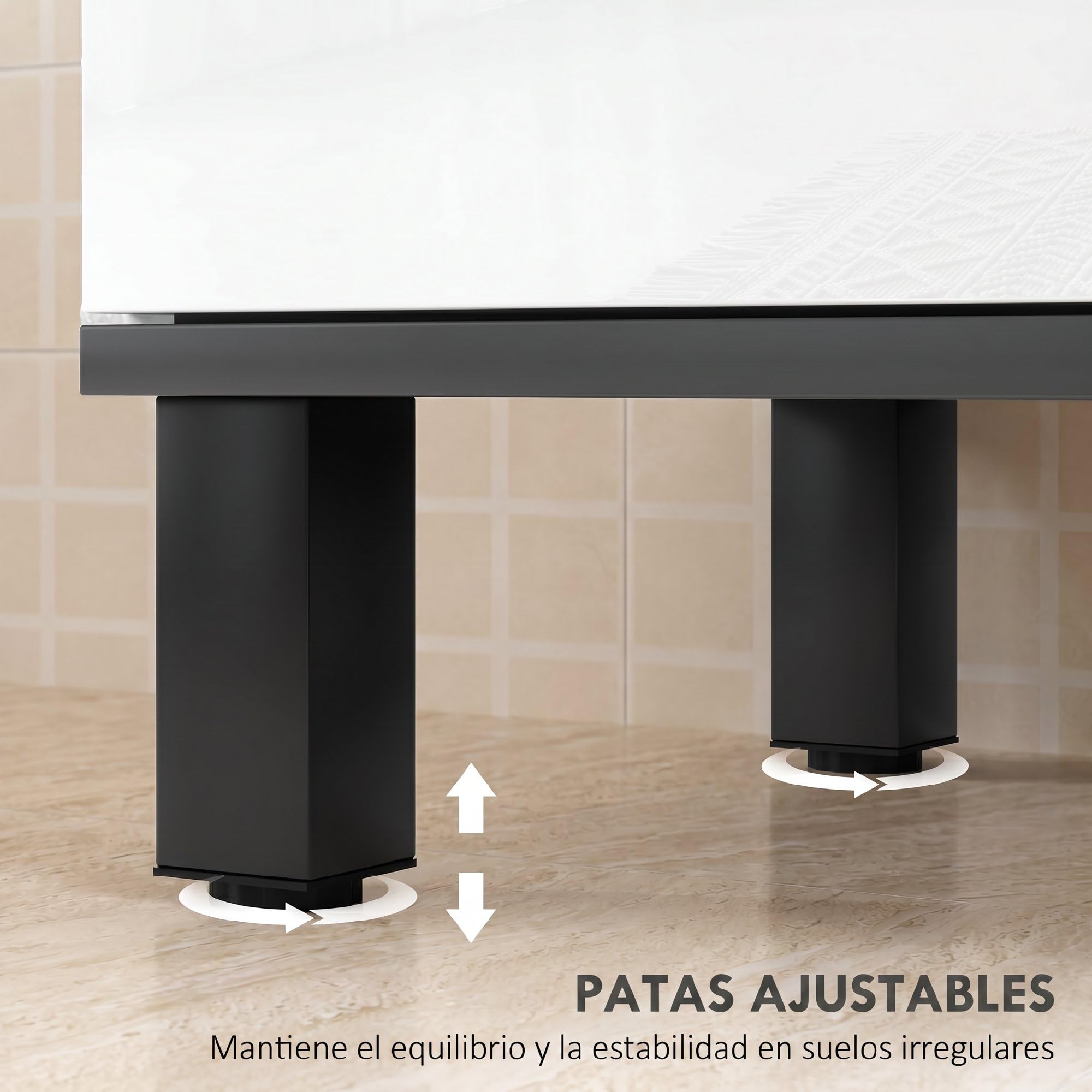 HOMCOM Mueble Bajo Lavabo, Mueble de Baño Compacto con Estante Ajustable, 2 Puertas, Estilo Moderno, para Lavabo con o sin Pedestal, 60x34x70 cm, Blanco Brillo