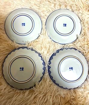 美品 有田焼 華山 染錦三ツ重瓢子山水絵 鉢 5枚 セット 向付 高台 深皿 プレート 和食器 SU8802X 染付三方瓢絵五寸多用皿 - 有田焼窯元 そうた窯