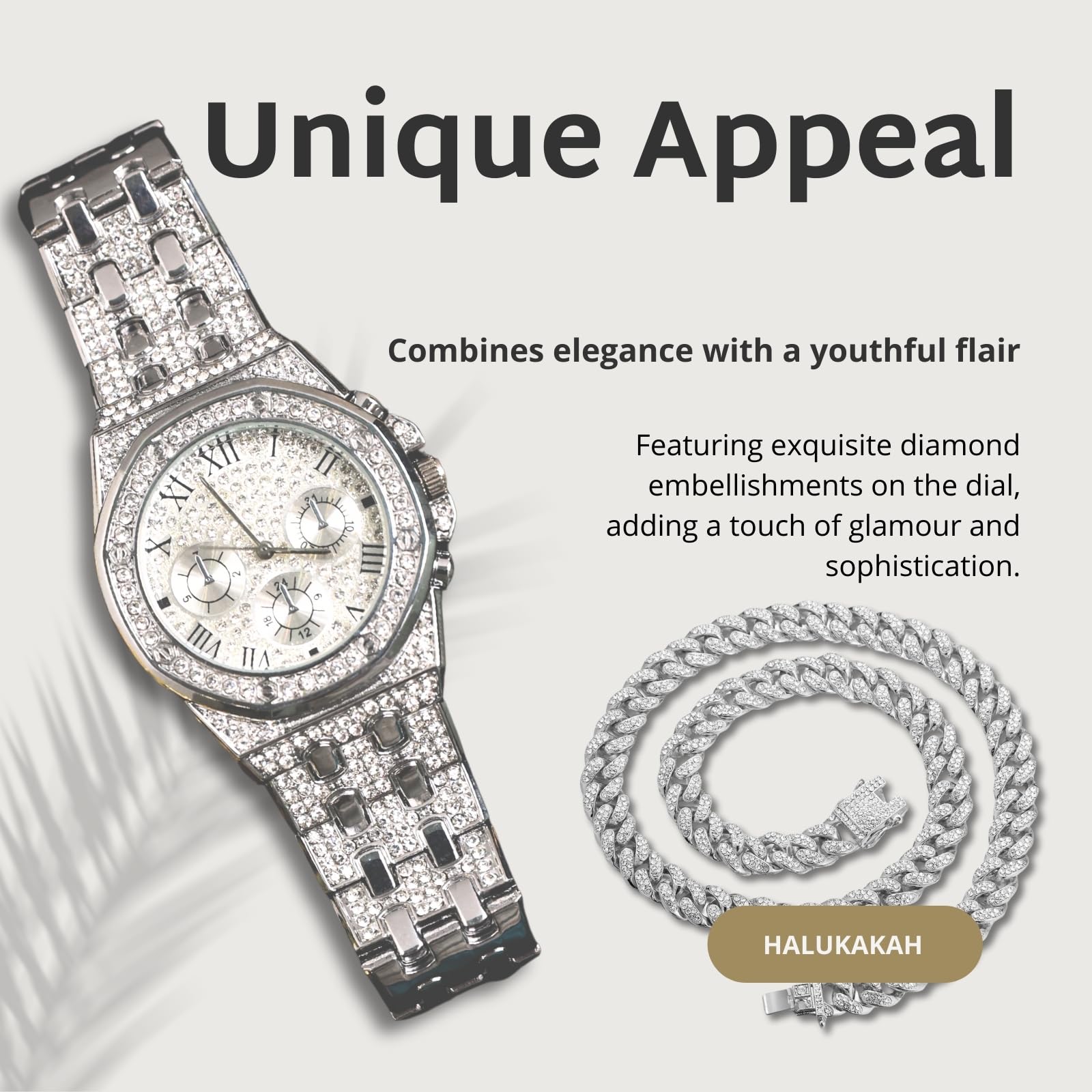 Halukakah Montre en Or avec Diamants pour Garçons,Ados,Enfants - Plaqué Or 18K/Platine,Cadran Octogonal 40mm avec Chiffres Romains,Quartz Japonais -20cm,avec Outil de Réglage -pour Anniversaires,Fêtes