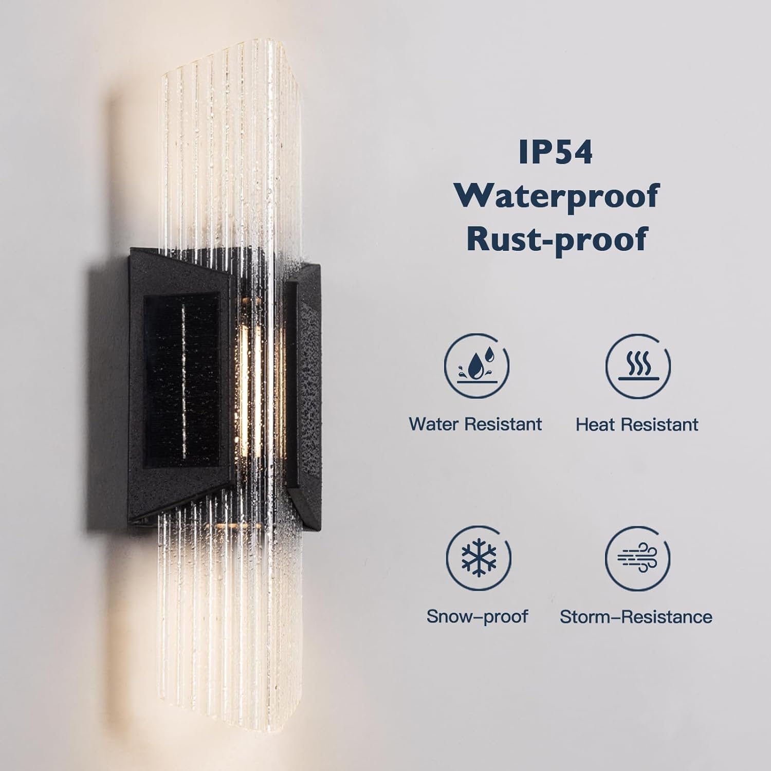 Glass Solar Outdoor Wall Lights Modern, 20.5" Outdoor Sconce Lights, Exterior Lighting Fixtures, 3000K Front Porch Light, Large Garage Exterior Solar Wall Sconce for Outside House Patio