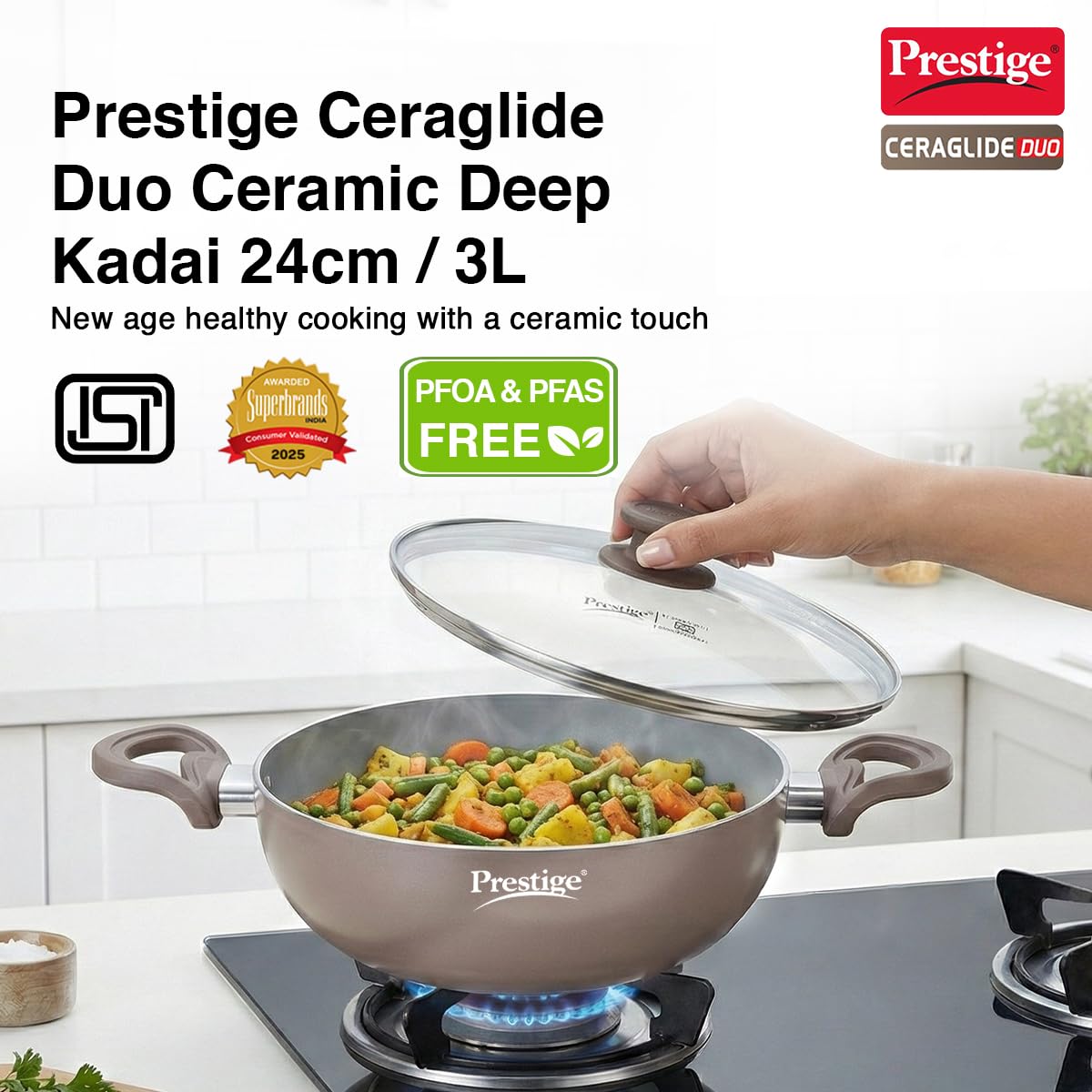 Prestige Ceraglide Kadai - Non-Stick, Gas & Induction -2 Prestige Ceraglide Kadai - Non-Stick, Gas & Induction -2