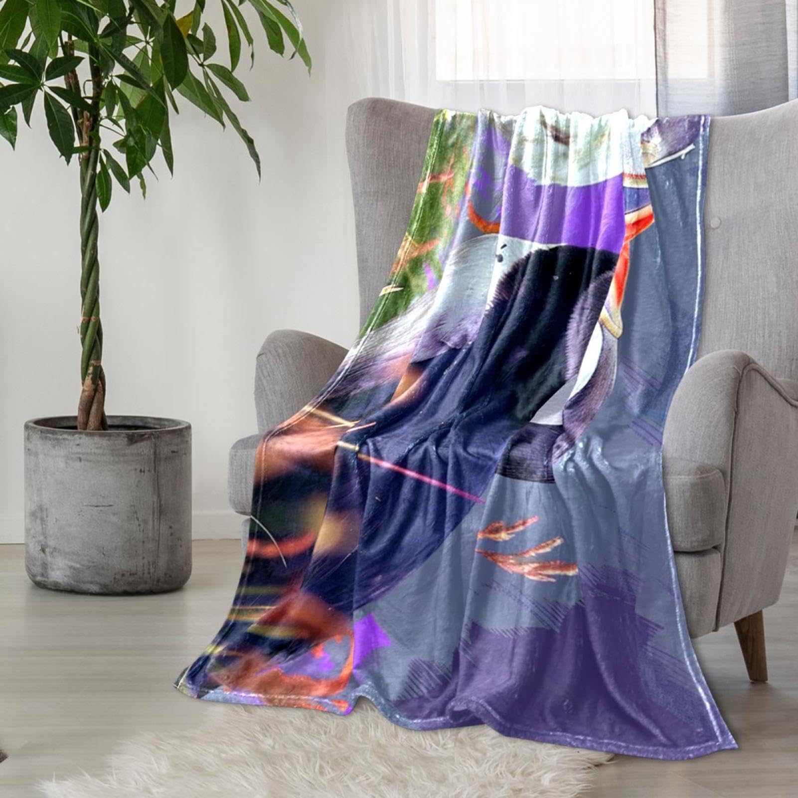 Amazon｜ソファー、ソフト毛布、ソファスローブランケット,つの海鳥の