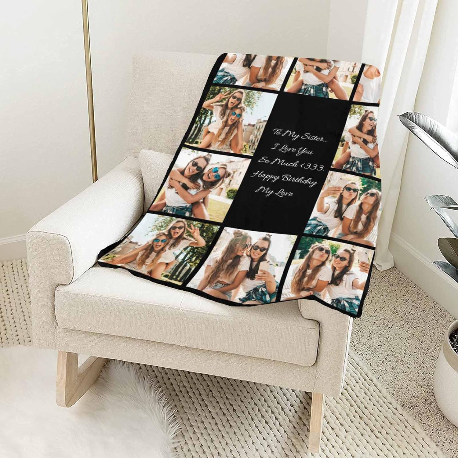 Artsadd Customized Best Friend Picture Blanket Custom Friend Birthday Gifts for Women, Sister I Love You So Much Personalized BFF Throw Blanket Funny Friendship Gifts for Girl Sister 40x50