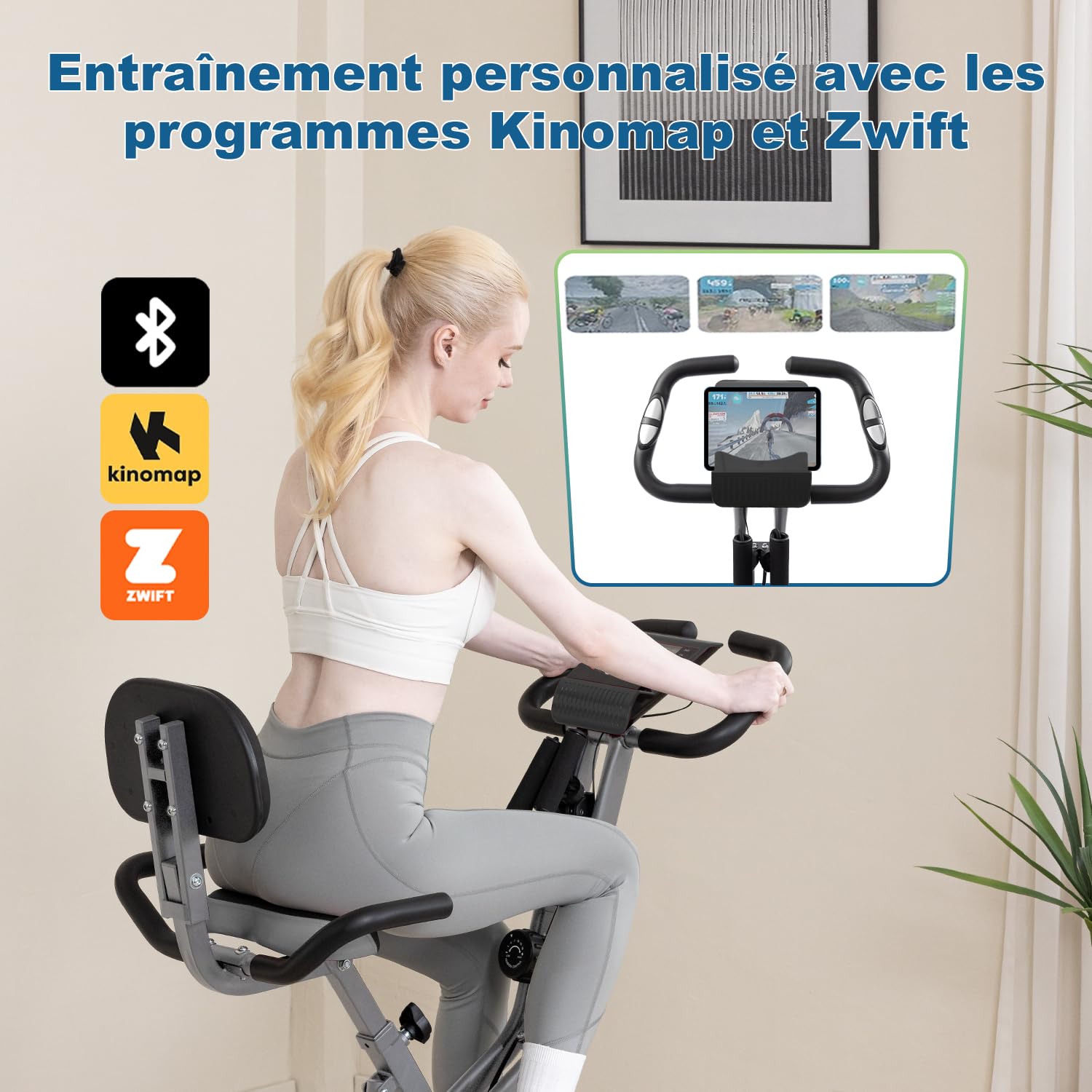 Vélo d'appartement pliable avec 10 niveaux de résistance magnétique réglable | Vélo stationnaire pliable droit et incliné est le vélo d'entraînement parfait pour un usage domestique