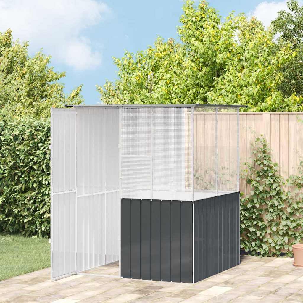 INLIFE Vogelkäfig Anthrazit 154 x 154 x 200 cm Verzinkter Stahl,Tier- & Haustierbedarf,Haustierbedarf,Vogelbedarf,Vogelkäfige & -ständer,Anthrazit,61.8 KG,3325168