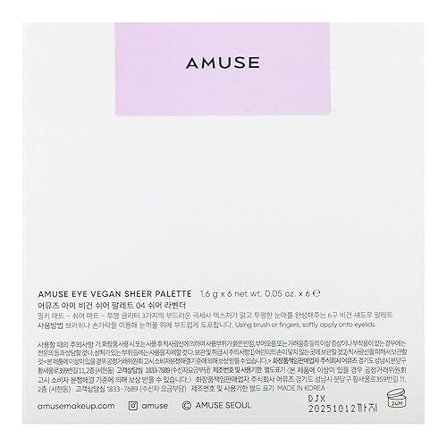 Miniatura 3 de Amuse K-Beauty - Paleta transparente vegana de 6 colores, sombra de ojos mate brillante y transparente, maquillaje natural (04 lavanda transparente)