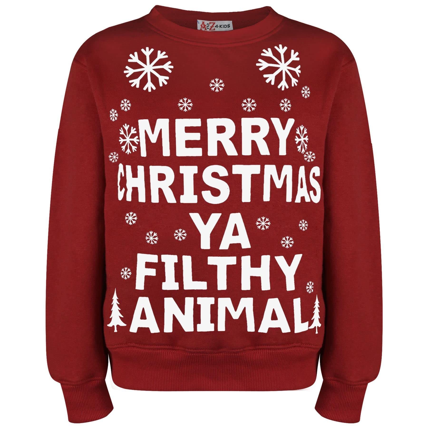 A2z Men's Wine Wo Merry Christmas Ya Filthy Jumper Comfortable - Ya Filthy Jumper Adult 3XL