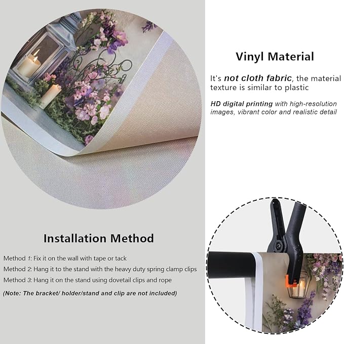 Fondo decorativo de pared con flores y mariposas 7x5 pies para fotografía miniatura 4