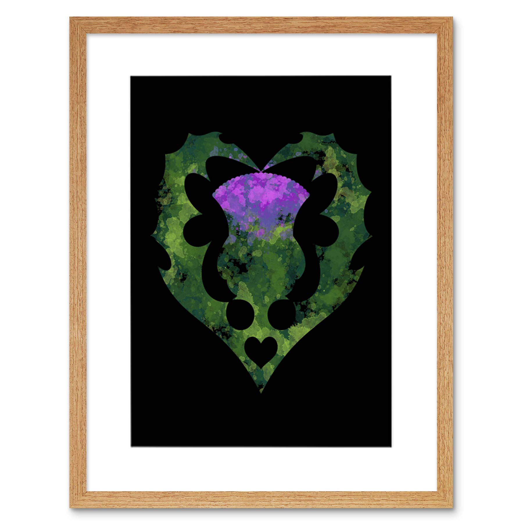 Wee Blue Coo Thistle Scottish Scotland Flower Abstract Framed Wall Art Print