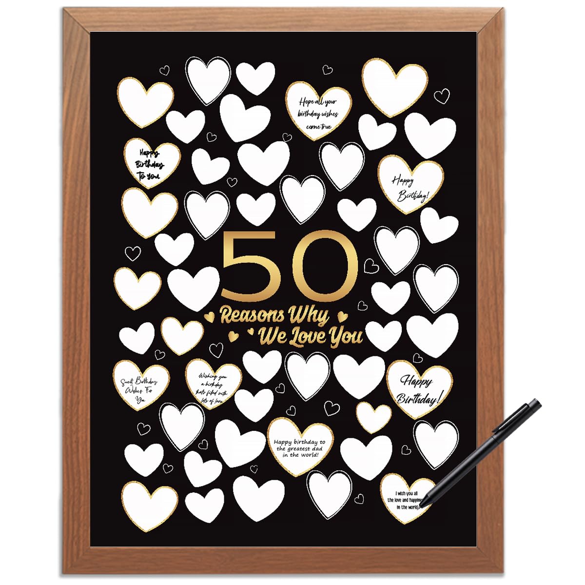 50 Reason Why We Love You,50th Birthday Wall Decor,Birthday Gifts for Women Men,Guest Canvas 50th Anniversary or Birthday Party Favors Decoration-