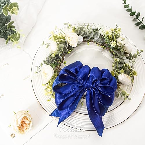 Vista 120 de Ribbli Cinta de satén rosa claro con alambre de 1.5 pulgadas, cinta de Navidad rosa para envolver regalos, coronas, guirnaldas, decoración