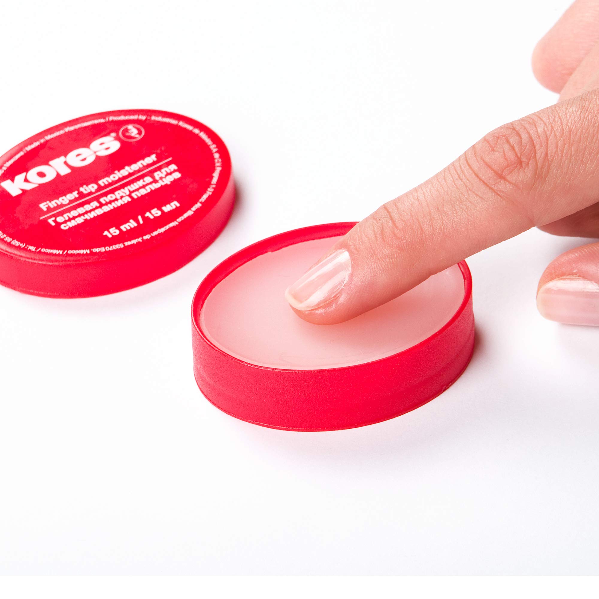 Kores - Hidratante para la punta de los dedos para contar, clasificar y clasificar, antibacteriano y no tóxico, práctico dispensador de plástico, paquete de 1 x 15 ml