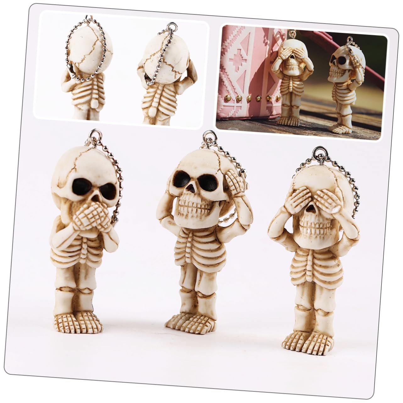 Colgante De Calavera Accesorios Escritorio Accesorios De Escritorio Colgantes Llavero Plantas Falsas Decoracion Coche Decoración De Halloween Cadenas Resina