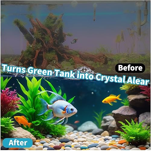 Miniatura 2 de Filtro de acuario 4 en 1 doble cascada U-V para agua verde y limpieza de algas, filtro silencioso de 8 W para colgar en el filtro de flujo ajustable