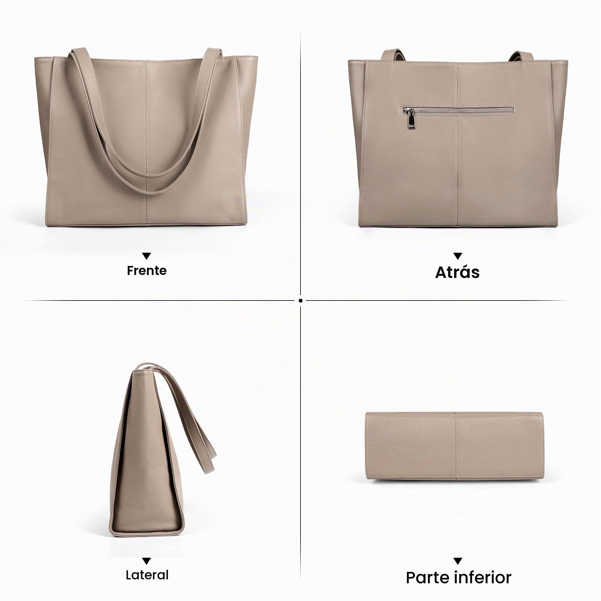 befen Bolso de Mano de Piel Auténtica para Mujer, Bolsas de Hombro Grandes para Mujer, Bolsa de Mano para 14 Pulgadas Laptop con Múltiples Bolsillos