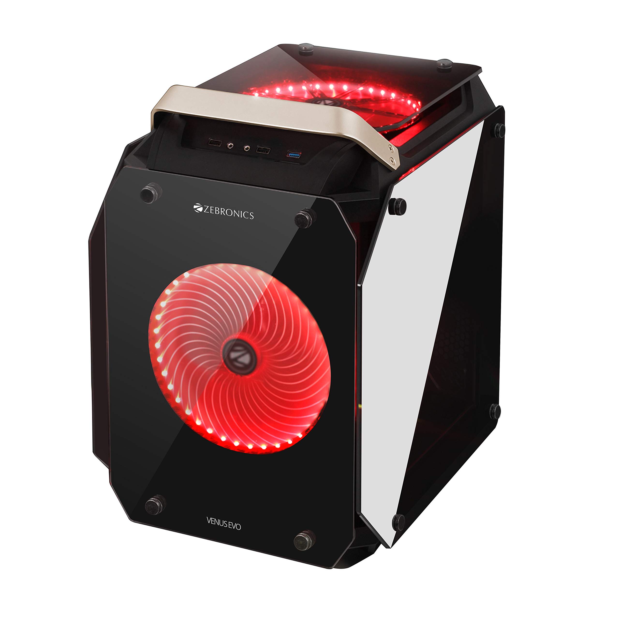 Zebronics Zeb-Venus EVO Premium Chassis Comes in Compact Dual Chamber Design,Tempered Glass On All Four Sides, LED Lights with 7 Static & 3 RGB Modes (B07ZVQTGHM) Amazon Price History, Amazon Price Tracker