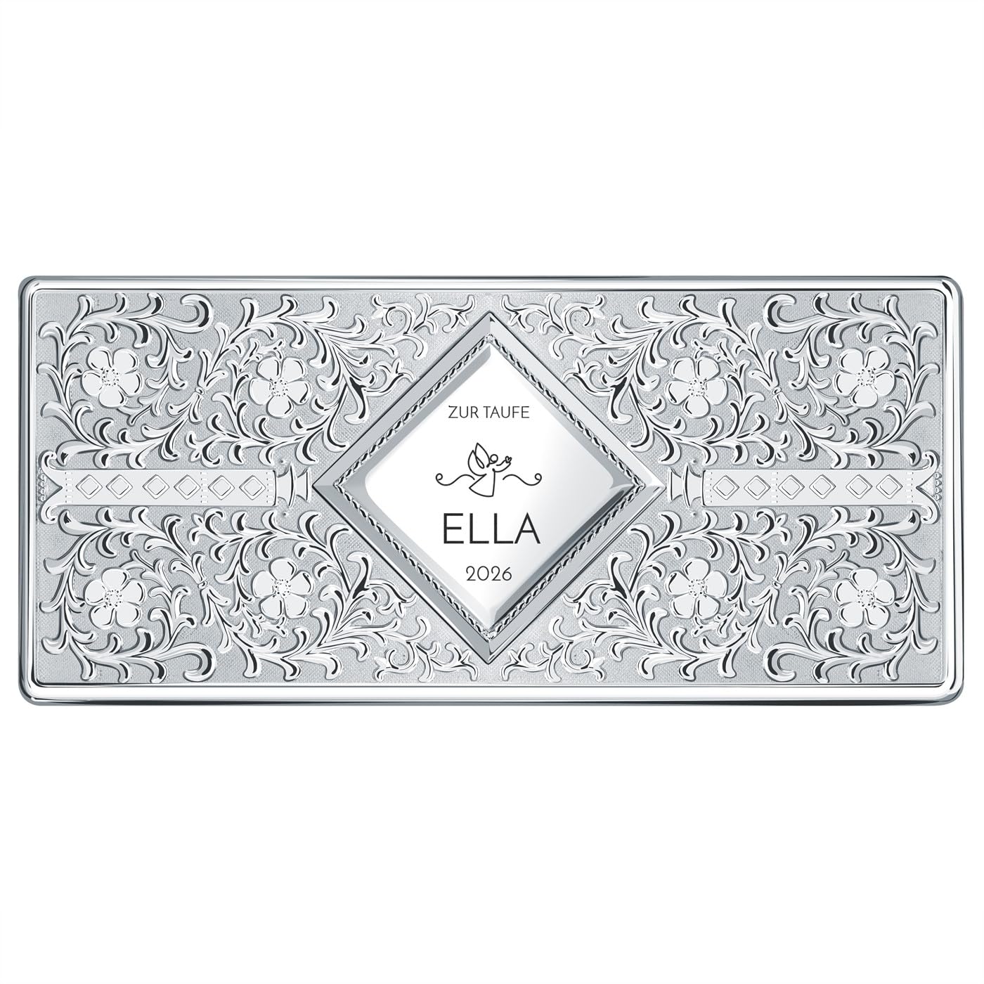 Maverton Antik Schmuckaufbewahrung mit Gravur - dekorative Schmuckkästchen Mädchen aus versilberter Edelstahl - 19x8,5x6,5cm - personalisierte Geschenke für Frauen - Hochzeitsgeschenke für Brautpaar