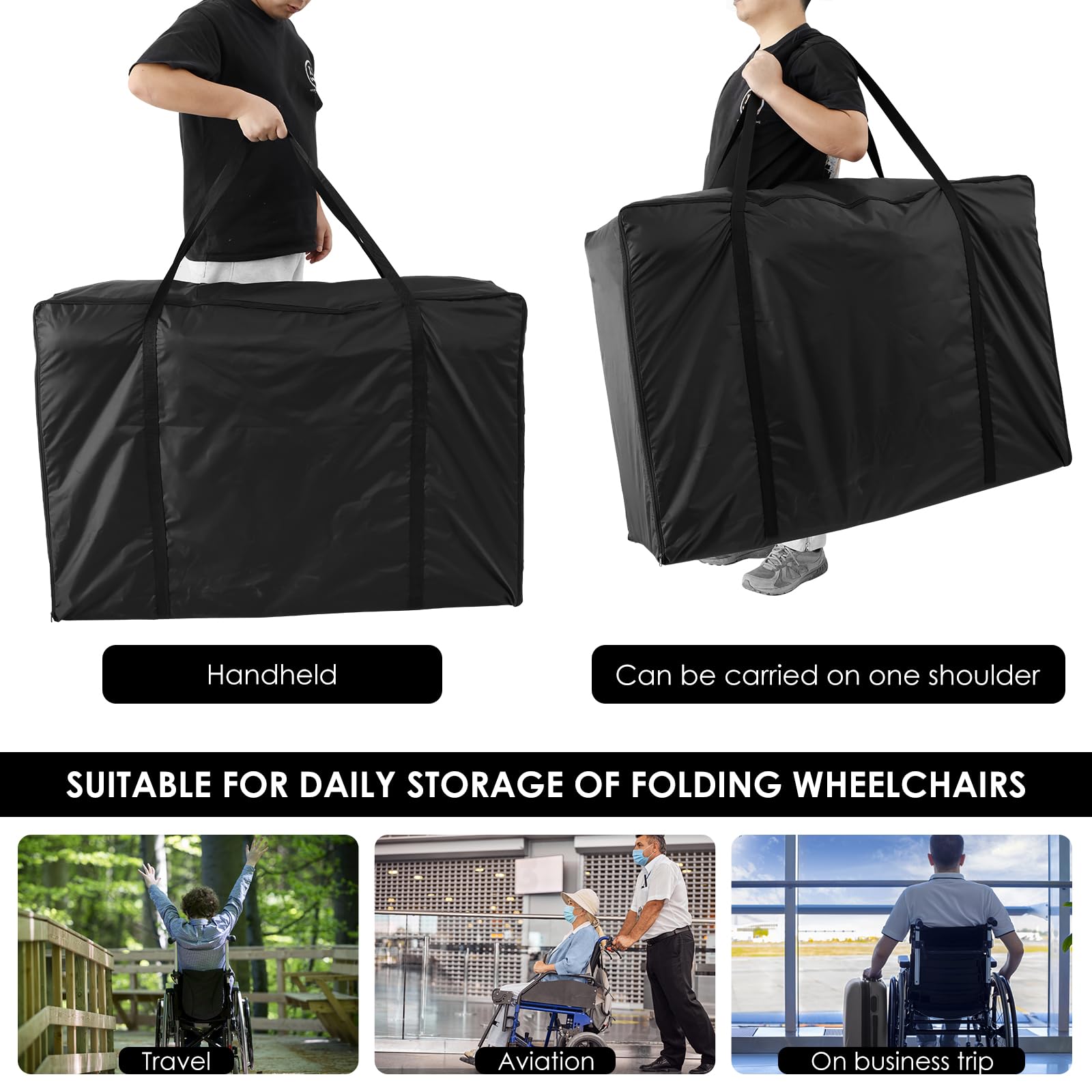 Rollator - Bolsa de viaje para andador plegable, tela Oxford, bolsa de almacenamiento impermeable para silla de ruedas, resistente al desgaste, bolsa protectora para exteriores, funda de transporte