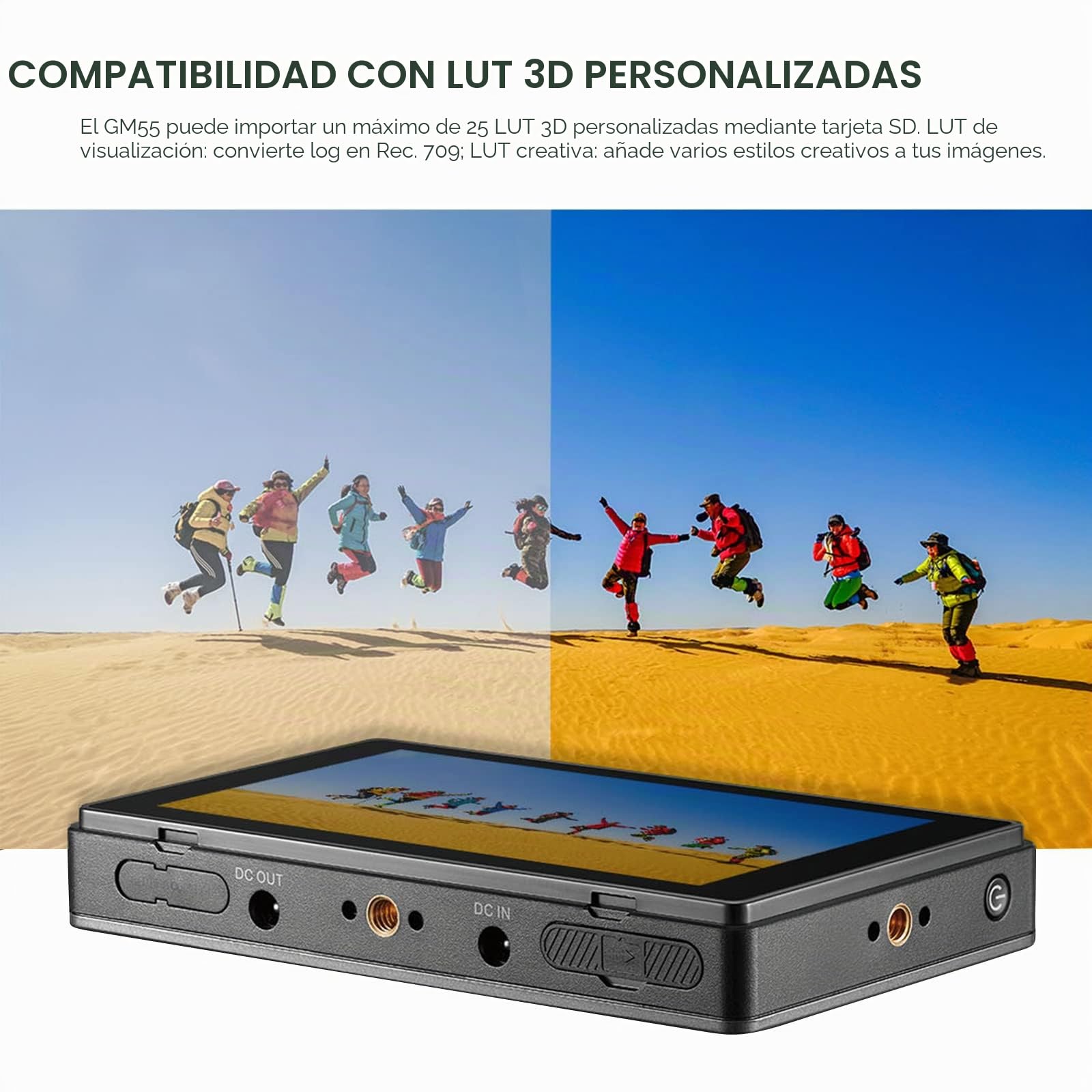 GODOX GM55 4K HDMI Video Monitor 5.5" táctil, Monitor de cámara con 3D LUT, Pantalla táctil IPS de 1920x1080 para cámara DSLR Sony Canon Fujifilm *Este Producto no Incluye baterías