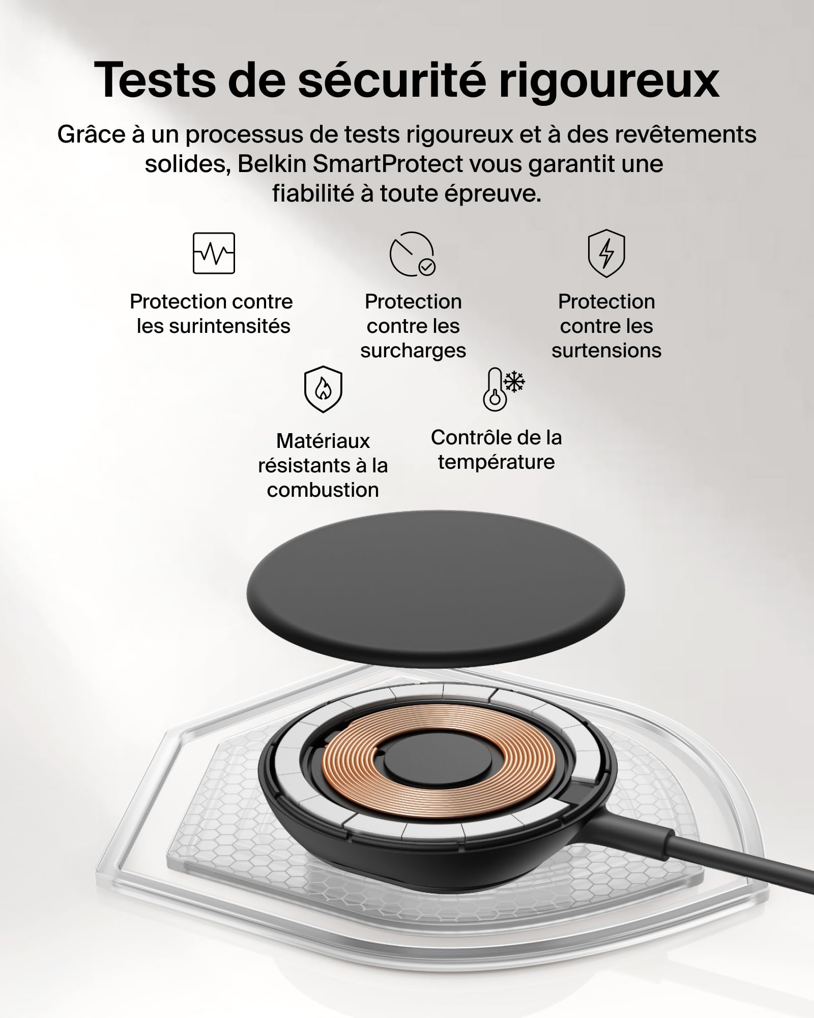 Belkin UltraCharge Chargeur Magnétique Qi2 25 W, Chargeur sans Fil Rapide, MagSafe avec Technologie De Refroidissement Passive, Support pour L'iPhone 17 (Tous Modèles), Pixelsnap, AirPods Pro - Noir