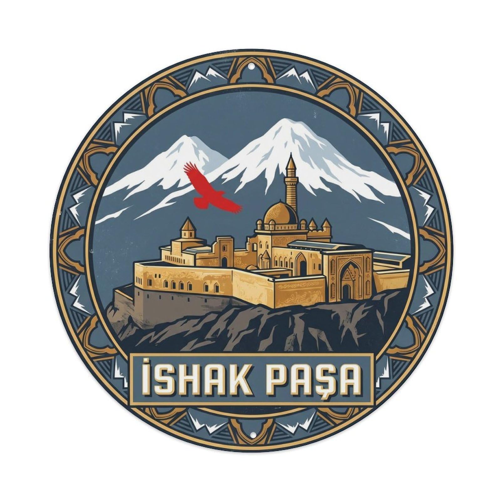 Ishak Pasha Ararat Slate Turkey Travel Bold Color Metal Tin Sign