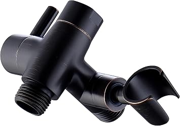 G-Promise Solid Metal Shower Arm Diverter with Holder for Hand Held Showerhead and Fixed Spray Head, G 1/2 3-Way Bathroom Universal Diverter System Replacement Part Oil Rubbed Bronze