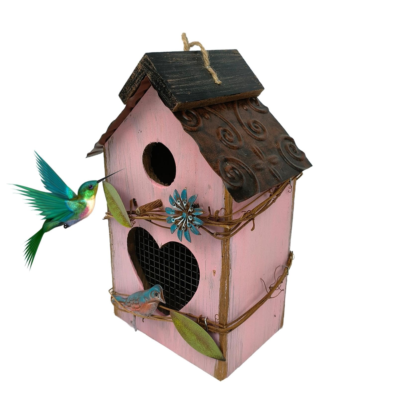 draußen Niedliche Vogelhäuschen aus Holz zum Aufhängen Außenbereich | Dekorative Gartendekoration, schützender multifunktionaler Vogelkäfig für den Terrassen-Gartenpark im Freien